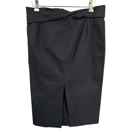 Gucci Black Pencil Skirt Twist Waist Size 38 IT 2/4 US Made in Italy Minimalist